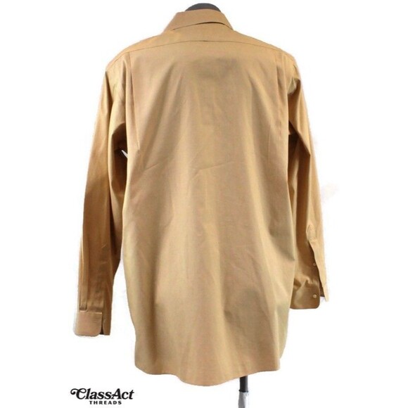 Jos A Bank Traveler Collection Long Sleeve Striped Button Up Shirt Yellow 17 37 - Picture 3 of 4